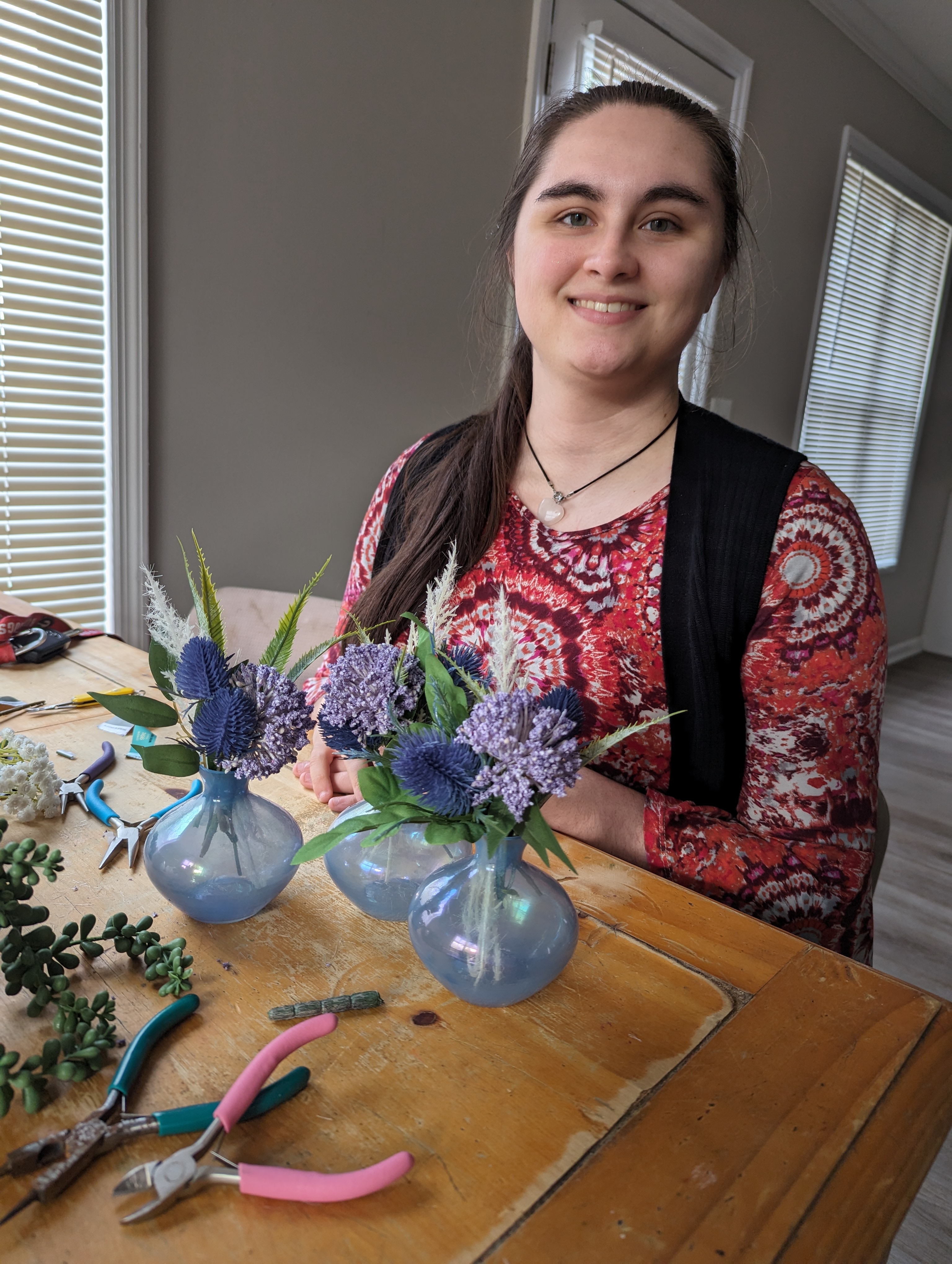making flower arrangements