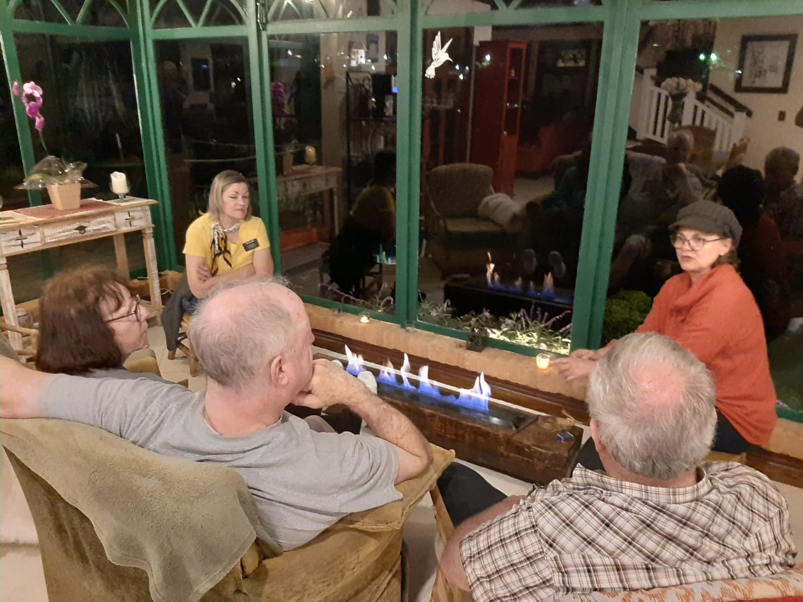 Quiet talk around a fire