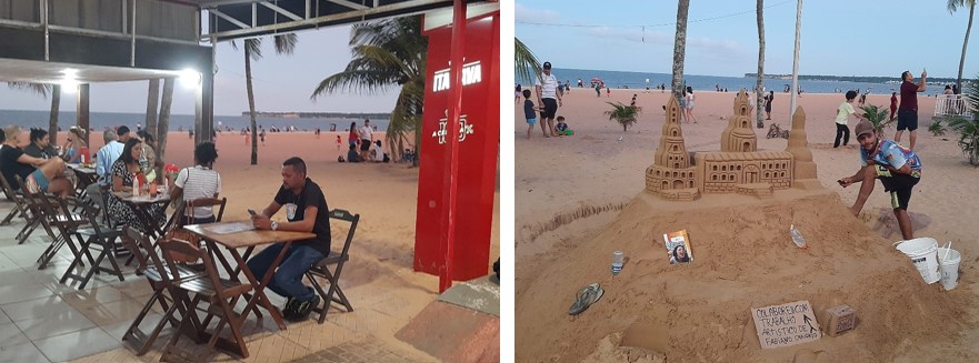 Two photos of the beach